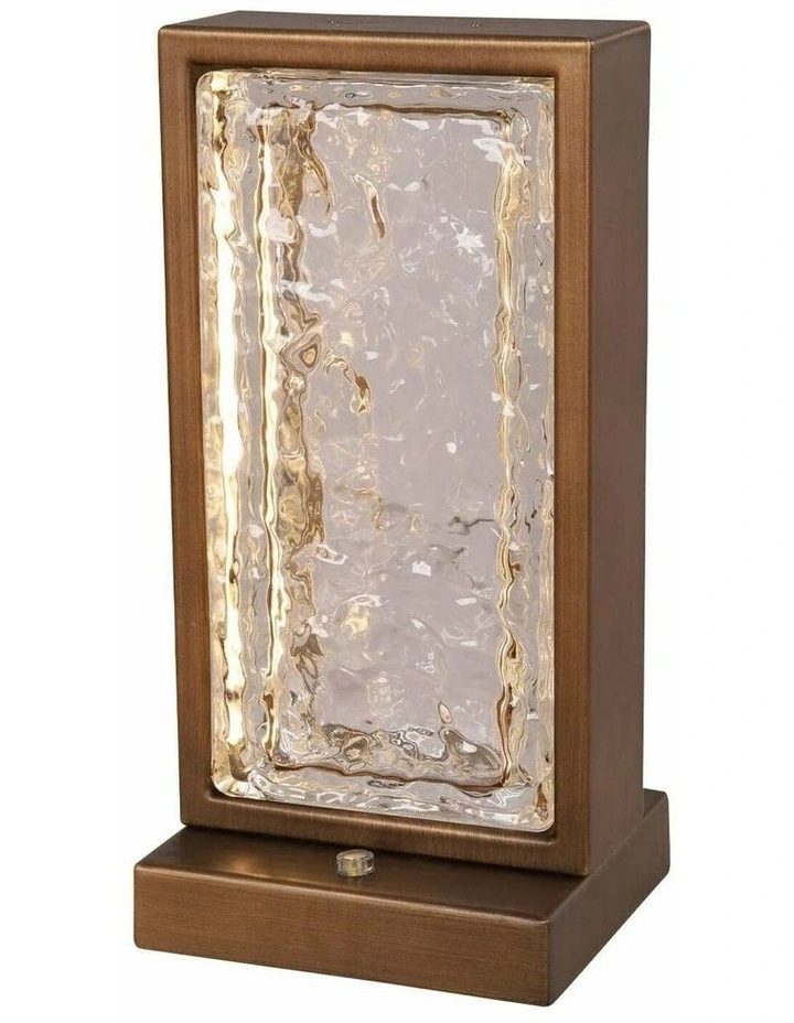 Zeigel Interior LED Rectangular Textured Ice Glass Diffuser Table Lamps image 3