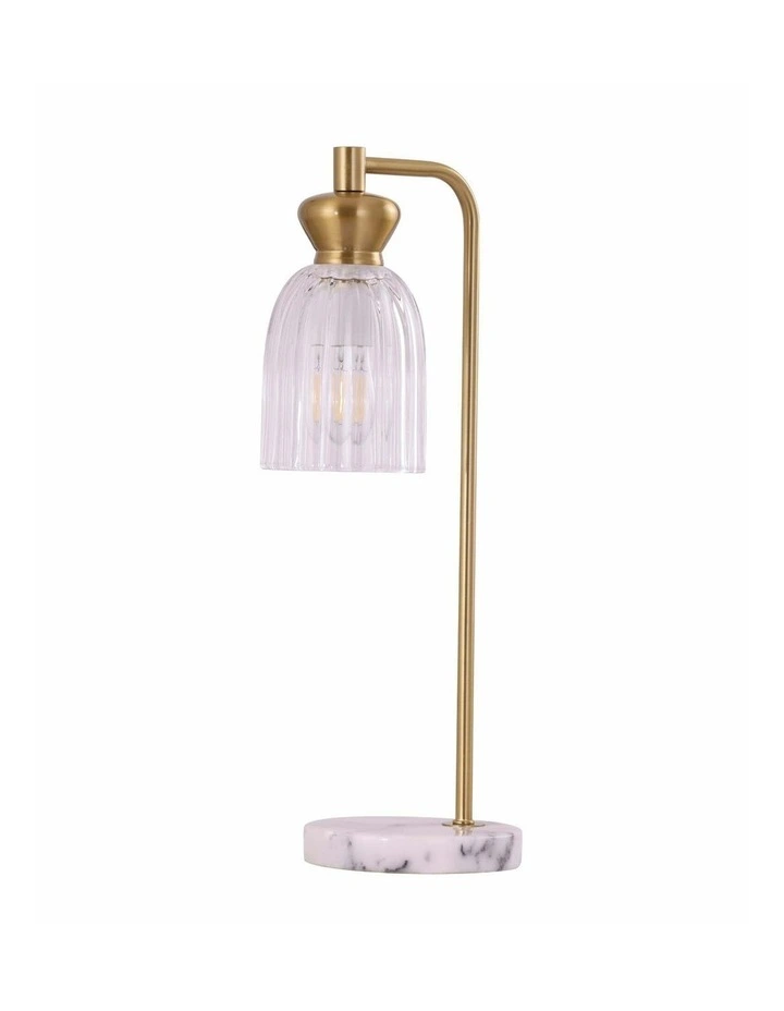 Sino Interior Ellipse Clear Glass Shade Marble Base Table Lamps image 1