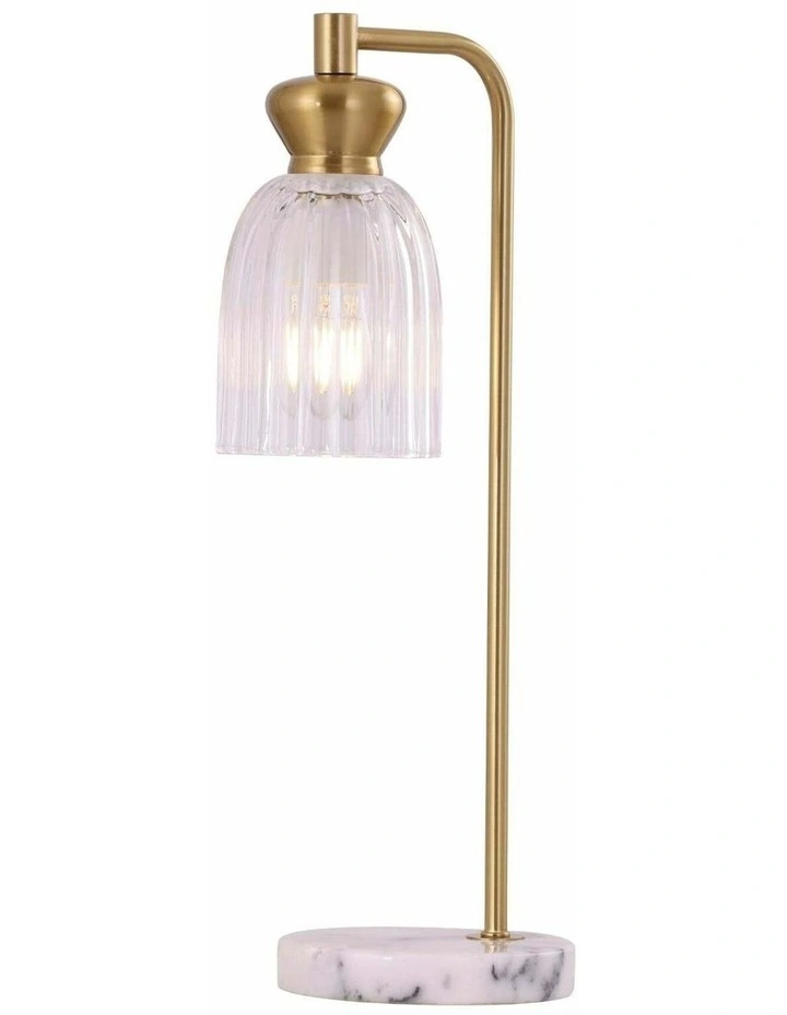 Sino Interior Ellipse Clear Glass Shade Marble Base Table Lamps image 3