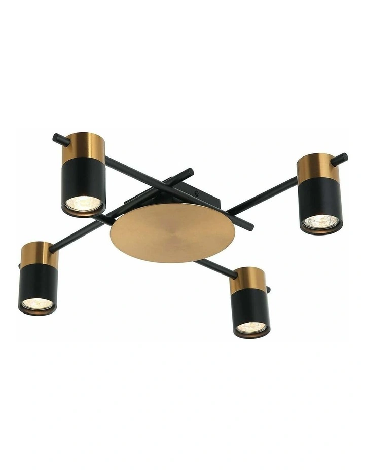 Tache Interior Spot Ceiling Lights (with Adjustable Black & Antique Brass Heads) IP20 image 1