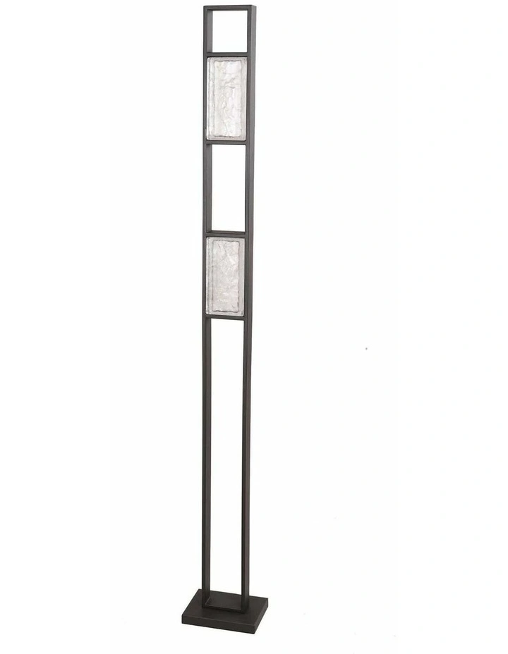Zeigel Interior LED Rectangular Textured Ice Glass Diffuser Floor Lamps image 1