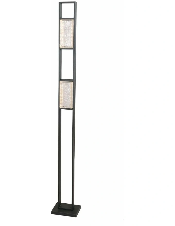 Zeigel Interior LED Rectangular Textured Ice Glass Diffuser Floor Lamps image 2