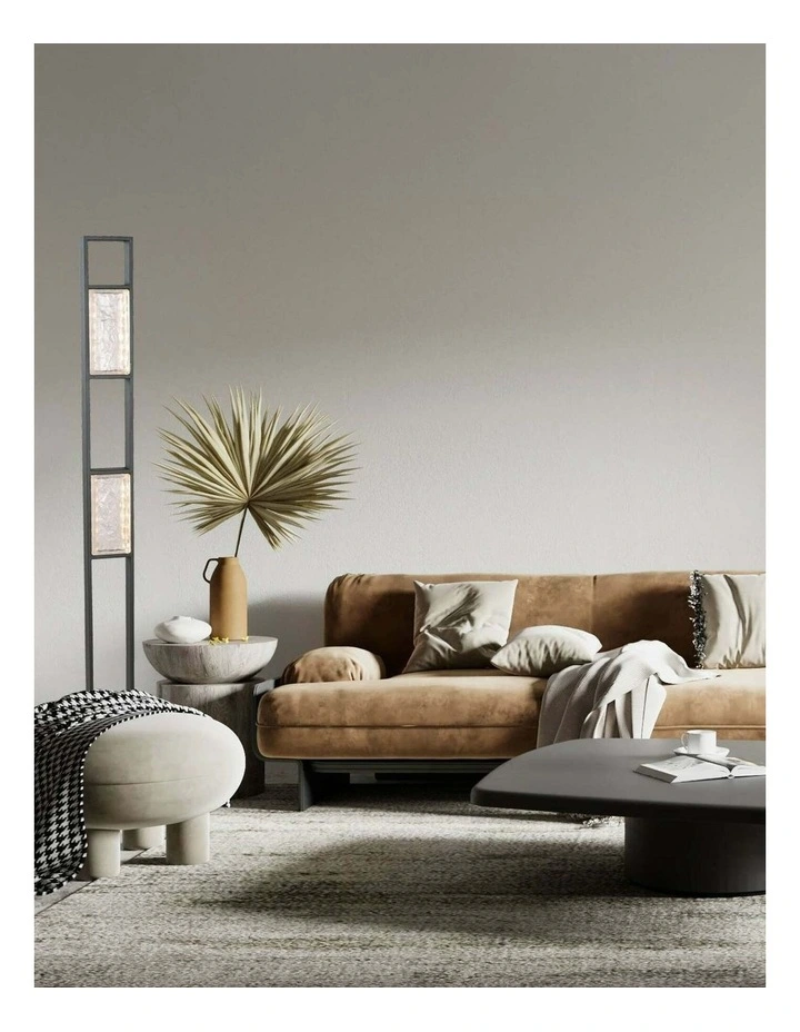 Zeigel Interior LED Rectangular Textured Ice Glass Diffuser Floor Lamps image 3