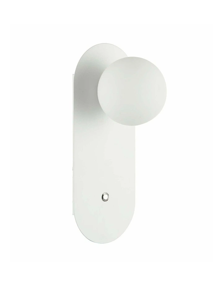 Ovalis Interior Round Opal Diffuser Oblong Base with Switch Wall Lights image 2