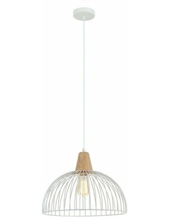 Strand Iron and Wood Dome Cage Pendant Lights