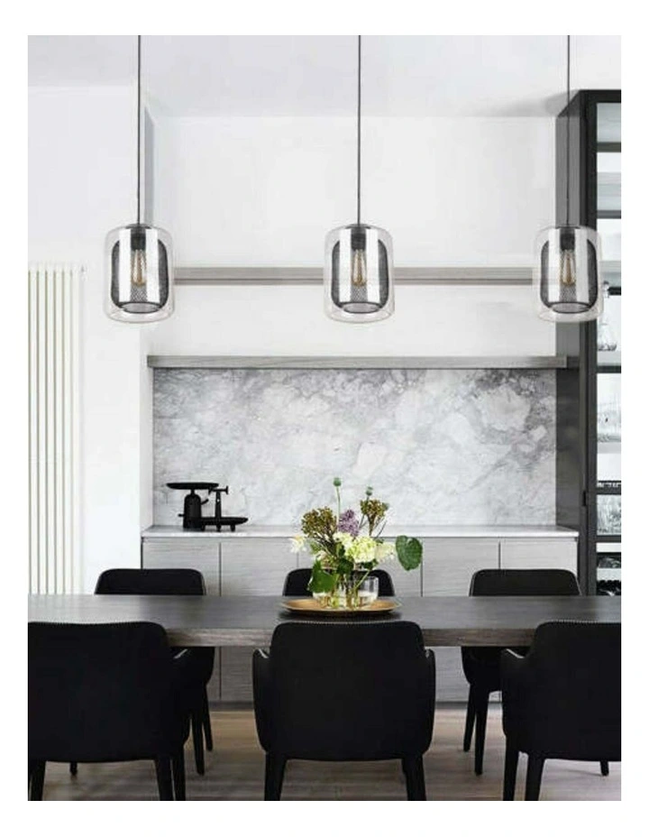 Tono Mesh Internal & Clear Glass Oblong Pendant Lights image 2
