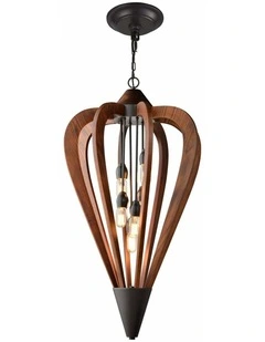 Senorita Rustic Large Tuscan Coffee Cherry /Winter Moss Wood Pendant Lights