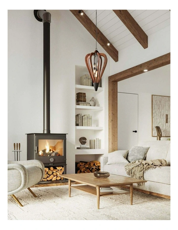 Senorita Rustic Large Tuscan Coffee Cherry /Winter Moss Wood Pendant Lights image 2