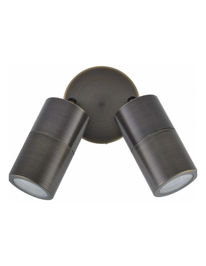 GU10 Exterior Wall Pillar Spot Lights (Rustic Brass) IP65 image 1