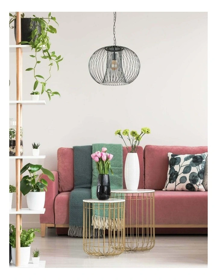 Parrilla Interior Round Cage Iron Pendant Lights image 2