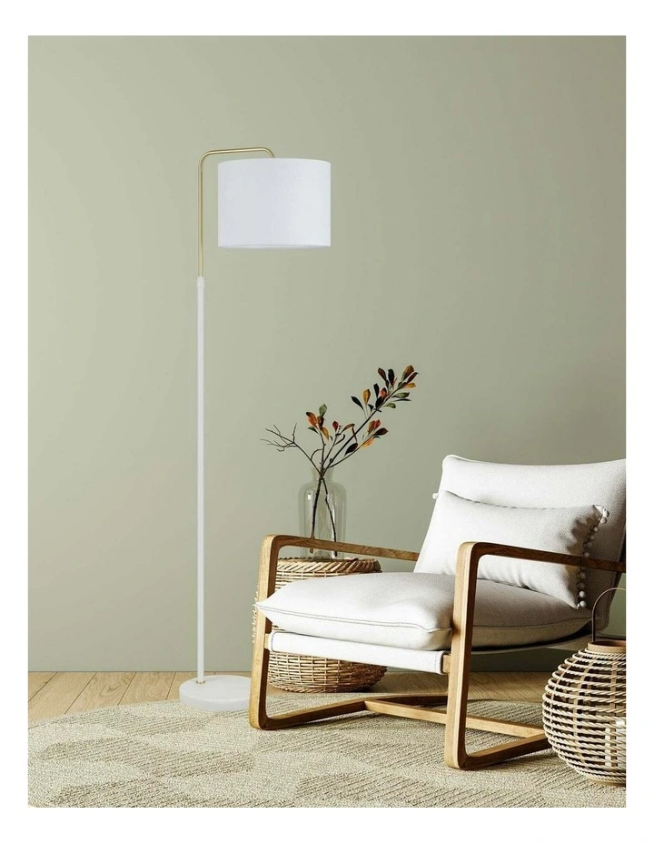 Arriba Drum Shade with Marble Base Height Adjustable Floor Lamps image 3