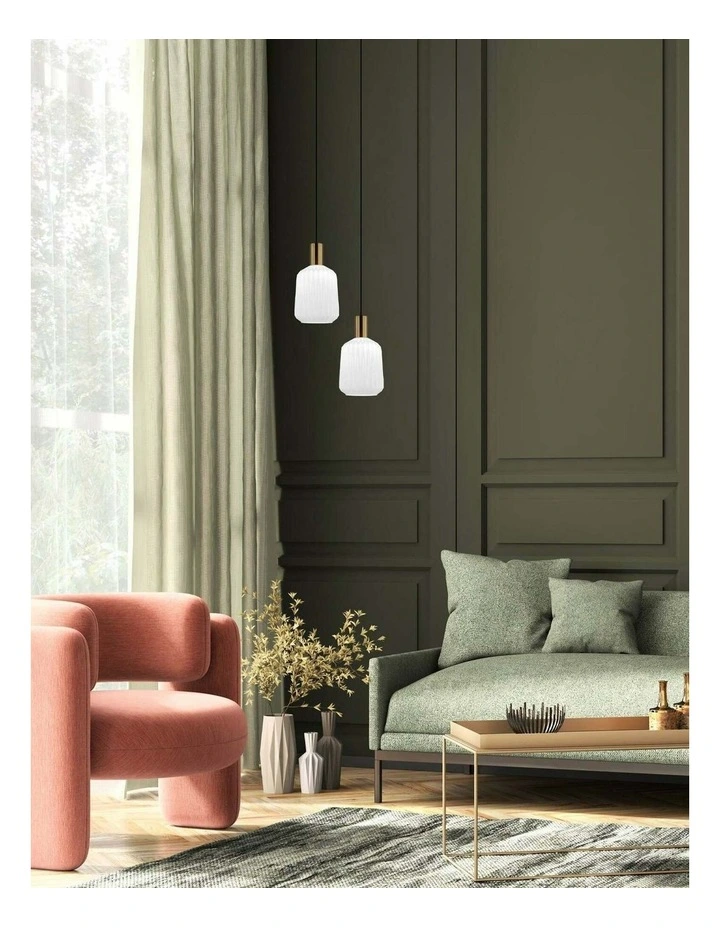 Papel Interior Pleated Opal Opaque / Translucent Jar Glass Pendant Lights image 2