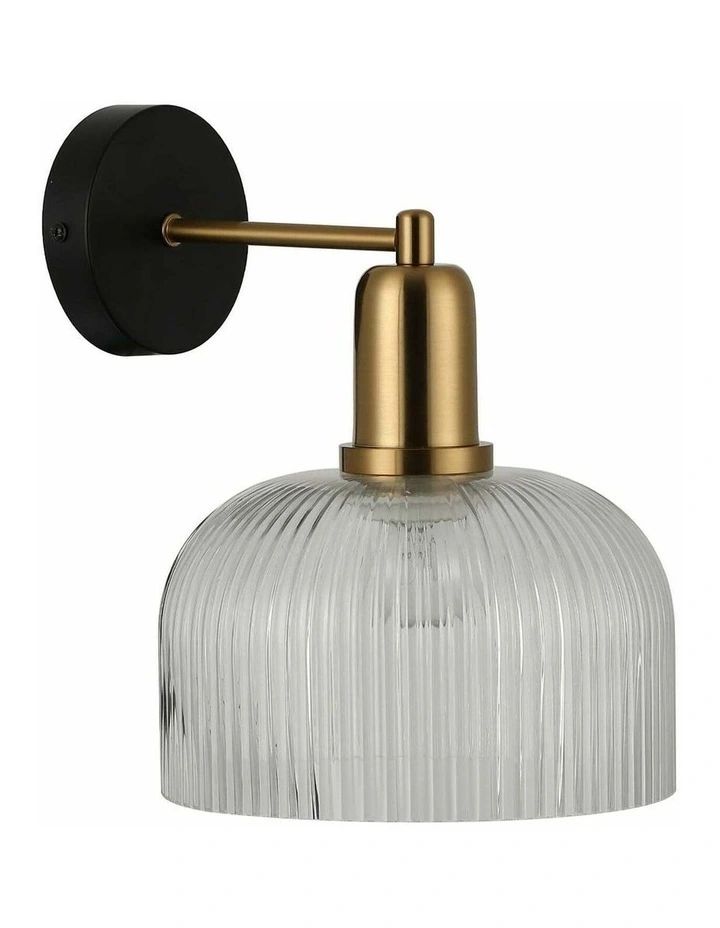 Vintaj Interior Dome Glass with Antique Brass Highlight Wall Lights image 1