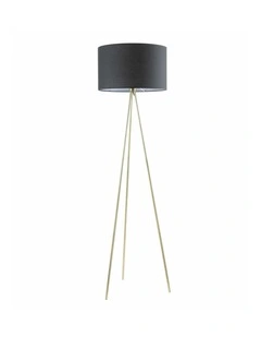 Jambes Drum Shade with Antique Brass Tripod Floor Lamps