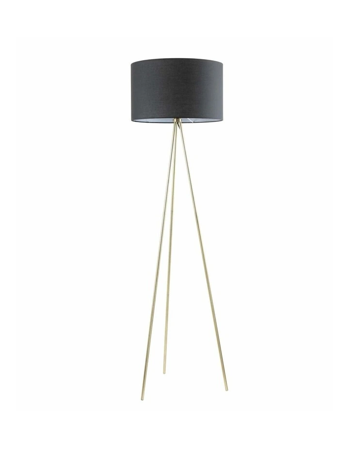 Jambes Drum Shade with Antique Brass Tripod Floor Lamps image 1