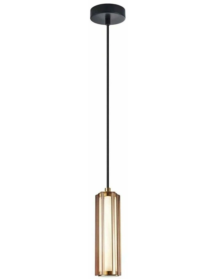 Freccia Interior LED Tri-CCT Glass with Curve Cylinder Pendant Lights image 1