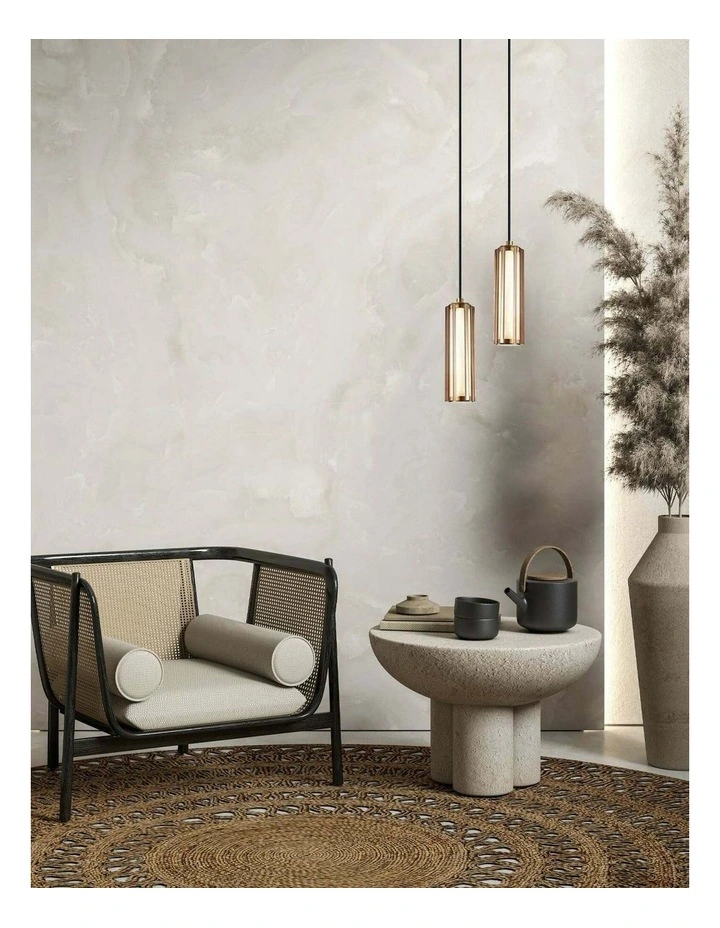Freccia Interior LED Tri-CCT Glass with Curve Cylinder Pendant Lights image 3