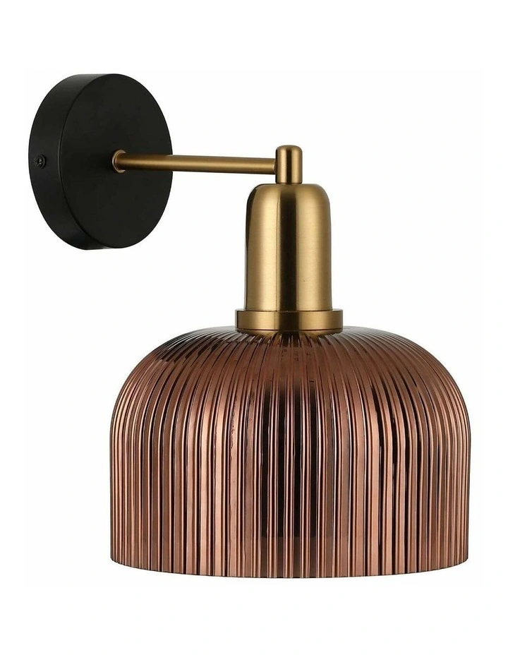 Vintaj Interior Dome Glass with Antique Brass Highlight Wall Lights image 1