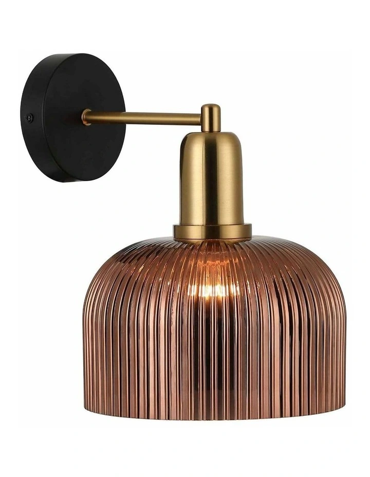 Vintaj Interior Dome Glass with Antique Brass Highlight Wall Lights image 2