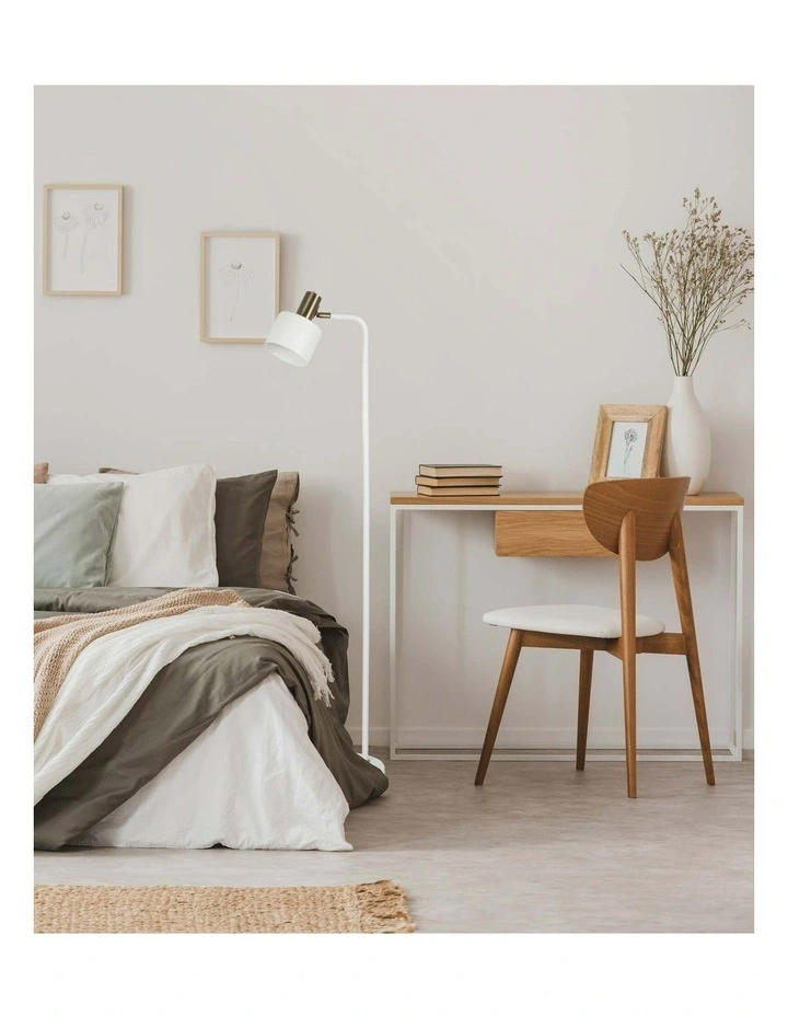 Flotar Interior Cylinder Iron Shade with Antique Brass Highlight Floor Lamps image 3