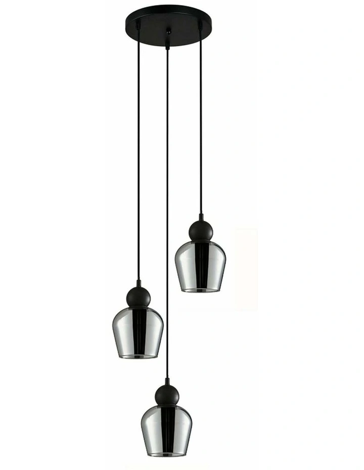 Champan Interior Bronze Amber / Mirror Finish Smokey Black Glass Ellipse Pendant Lights image 1
