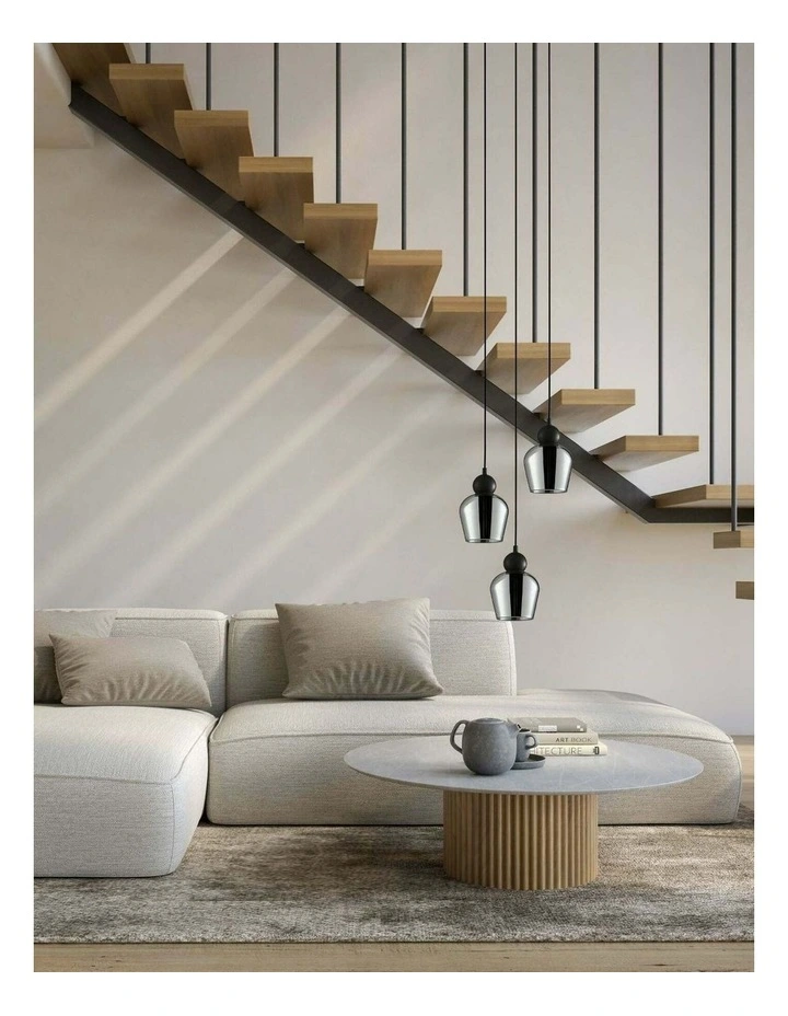 Champan Interior Bronze Amber / Mirror Finish Smokey Black Glass Ellipse Pendant Lights image 2