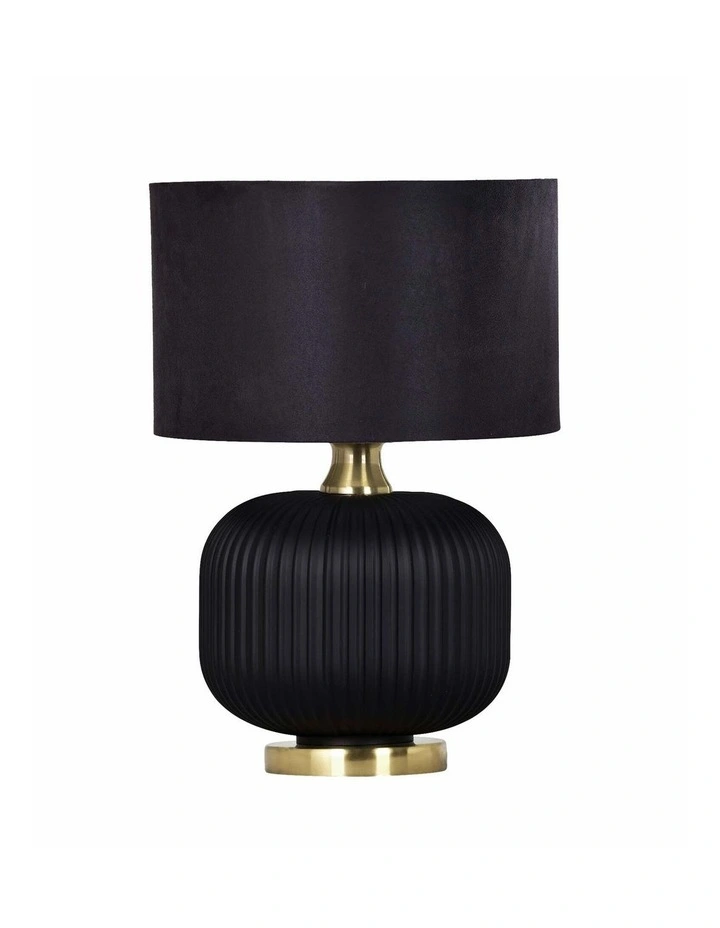 Lusso Interior Black Drum Shade Ceramic Base with Antique Brass Highlight Table Lamps image 1