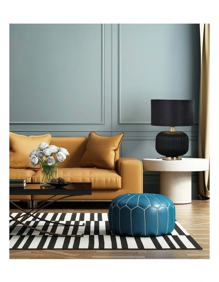 Lusso Interior Black Drum Shade Ceramic Base with Antique Brass Highlight Table Lamps image 2
