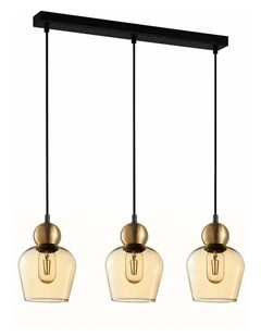 Champan Interior Bronze Amber / Mirror Finish Smokey Black Glass Ellipse Pendant Lights
