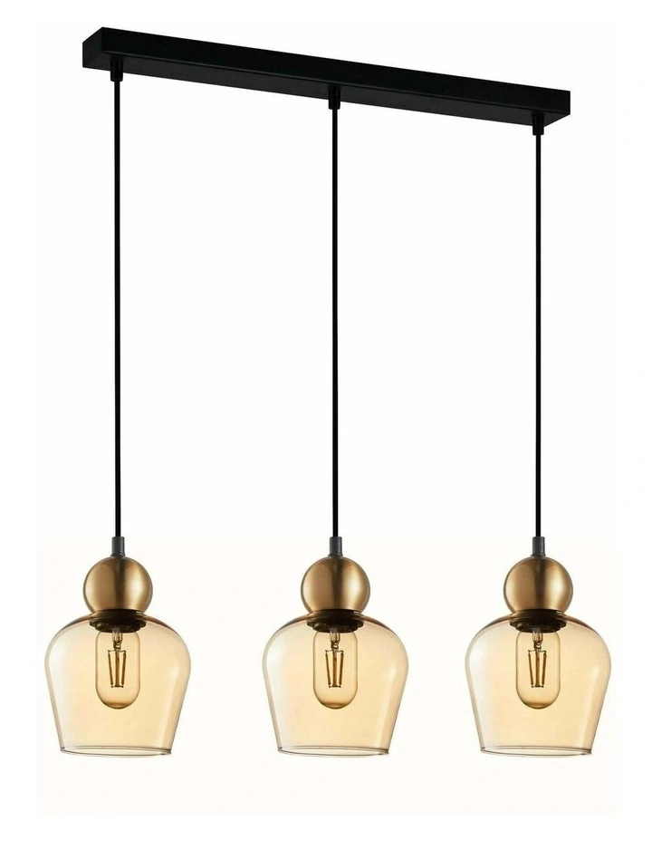 Champan Interior Bronze Amber / Mirror Finish Smokey Black Glass Ellipse Pendant Lights image 1