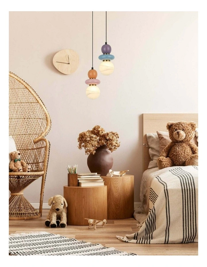 Tocado Interior Sandblasted Opal Diffuser Glass with Ceramic Bead Pendant Lights image 3