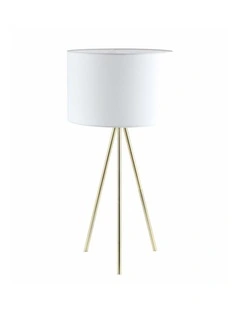 Jambes Drum Shade with Antique Brass Tripod Table Lamps