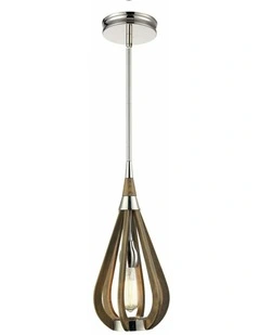 Bonito Rustic Small Taupe / Winter Moss Wood Tear Drop Pendant Light