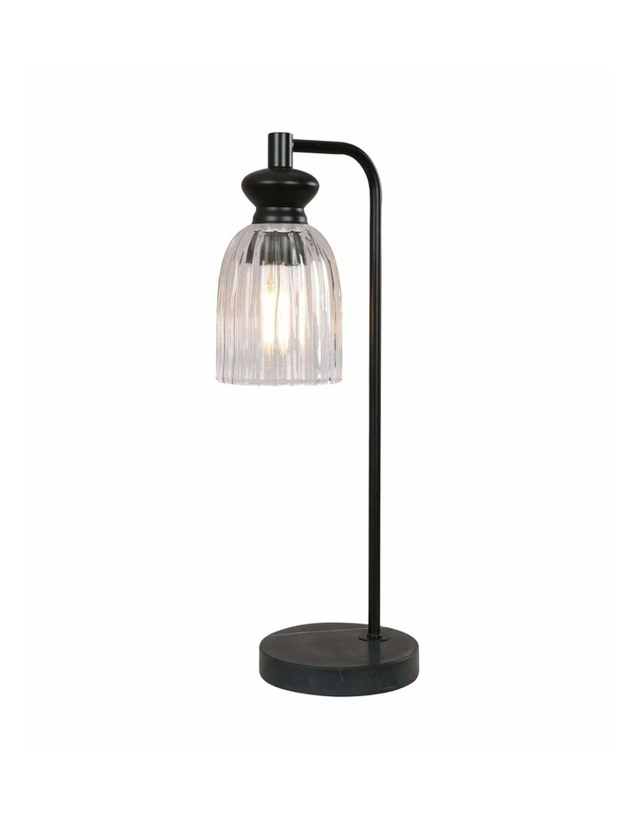 Sino Interior Ellipse Clear Glass Shade Marble Base Table Lamps image 3