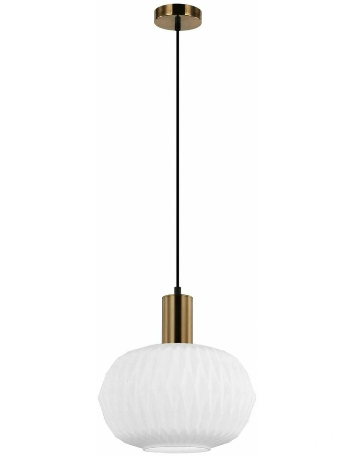 Papel Interior Pleated Opal Opaque / Translucent Dome Glass Pendant Lights image 1