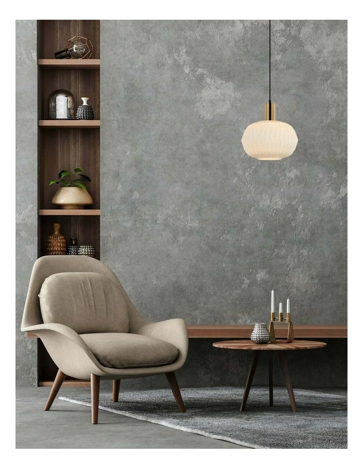 Papel Interior Pleated Opal Opaque / Translucent Dome Glass Pendant Lights image 2