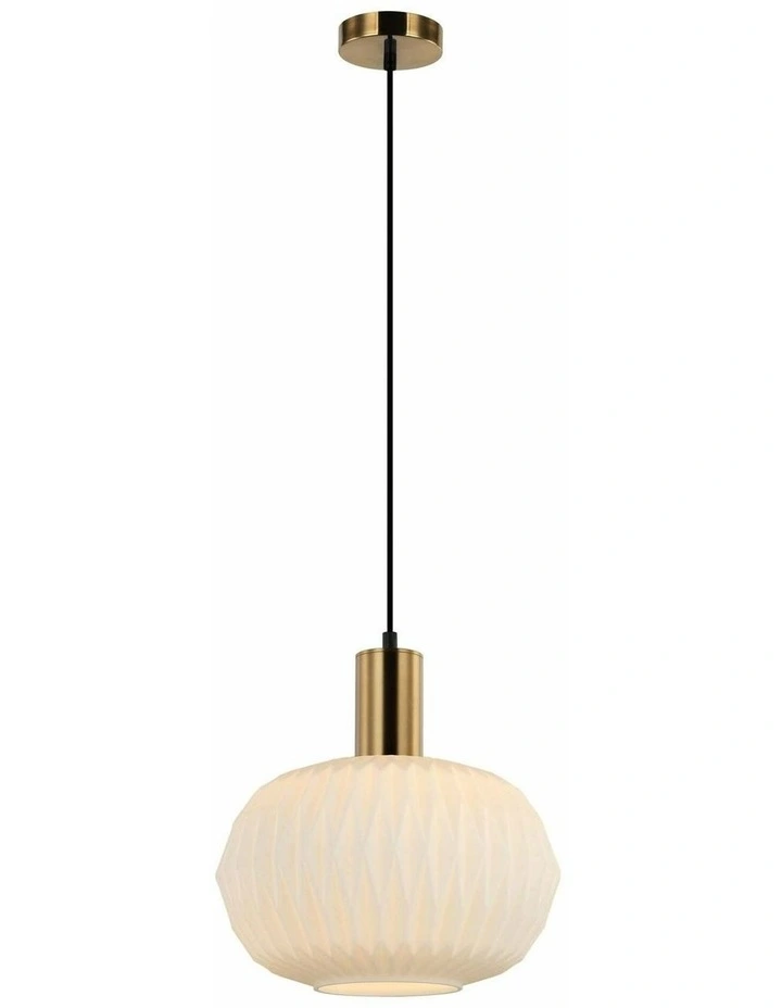 Papel Interior Pleated Opal Opaque / Translucent Dome Glass Pendant Lights image 3