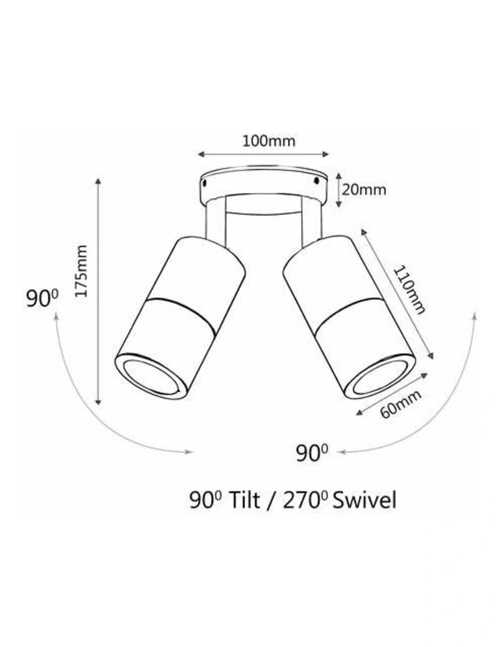 GU10 Exterior Wall Pillar Spot Lights (White Aluminium) IP65 image 2
