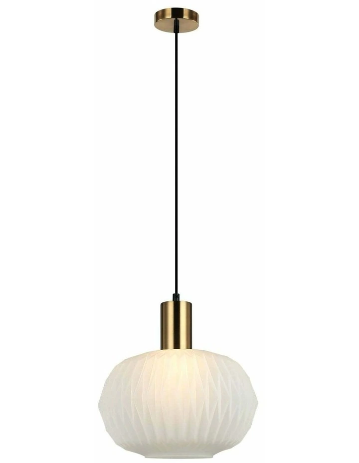 Papel Interior Pleated Opal Opaque / Translucent Dome Glass Pendant Lights image 3