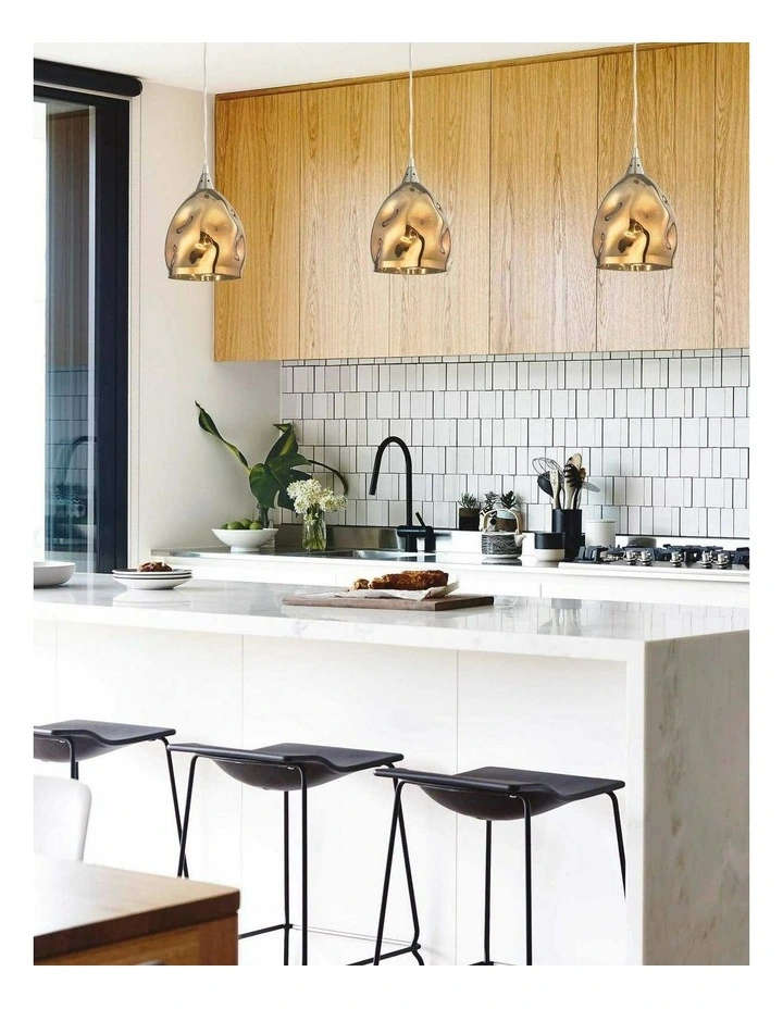 Ordito Abstract Chrome With Glass Ellipse Pendant Lights image 2
