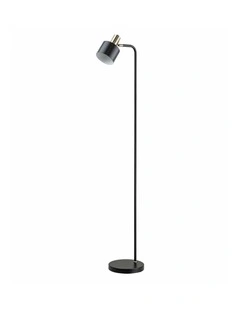 Flotar Interior Cylinder Iron Shade with Antique Brass Highlight Floor Lamps
