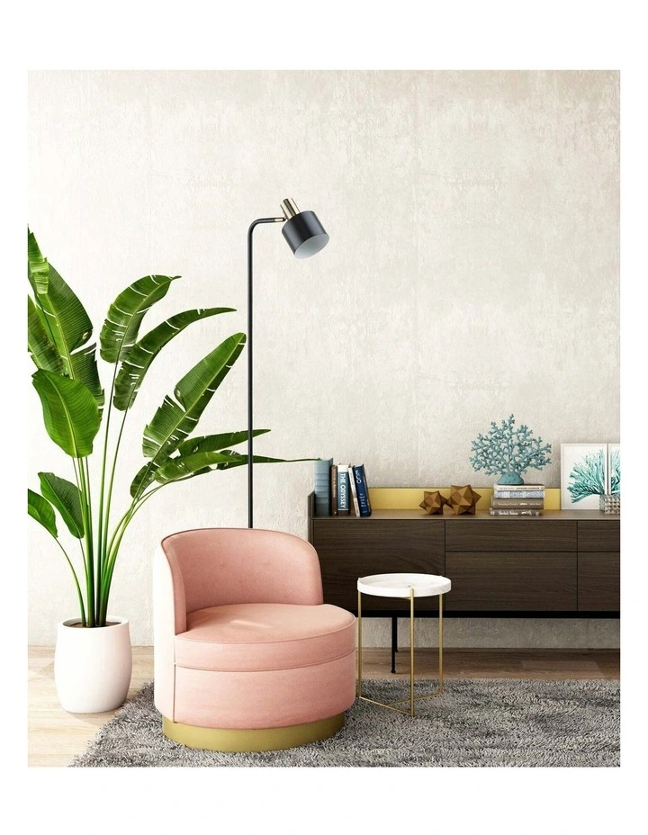 Flotar Interior Cylinder Iron Shade with Antique Brass Highlight Floor Lamps image 3