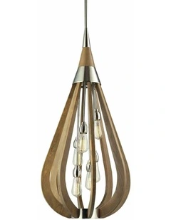 Bonito Rustic Large Taupe / Winter Moss Wood Tear Drop Pendant Light