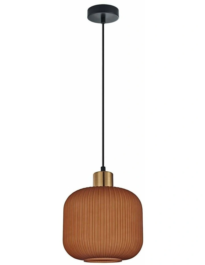 Gomitas Interior Translucent Glass Shade with Brass Highlight Pendant Lights image 1