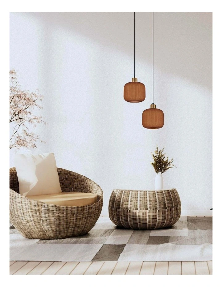 Gomitas Interior Translucent Glass Shade with Brass Highlight Pendant Lights image 2
