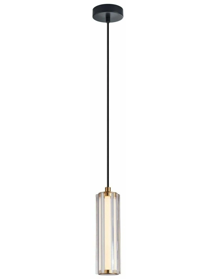 Freccia Interior LED Tri-CCT Glass with Curve Cylinder Pendant Lights image 1
