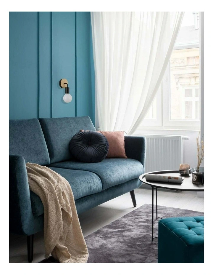 Solo Interior Iron Bracket with Round Wood Highlight Wall Lights image 3