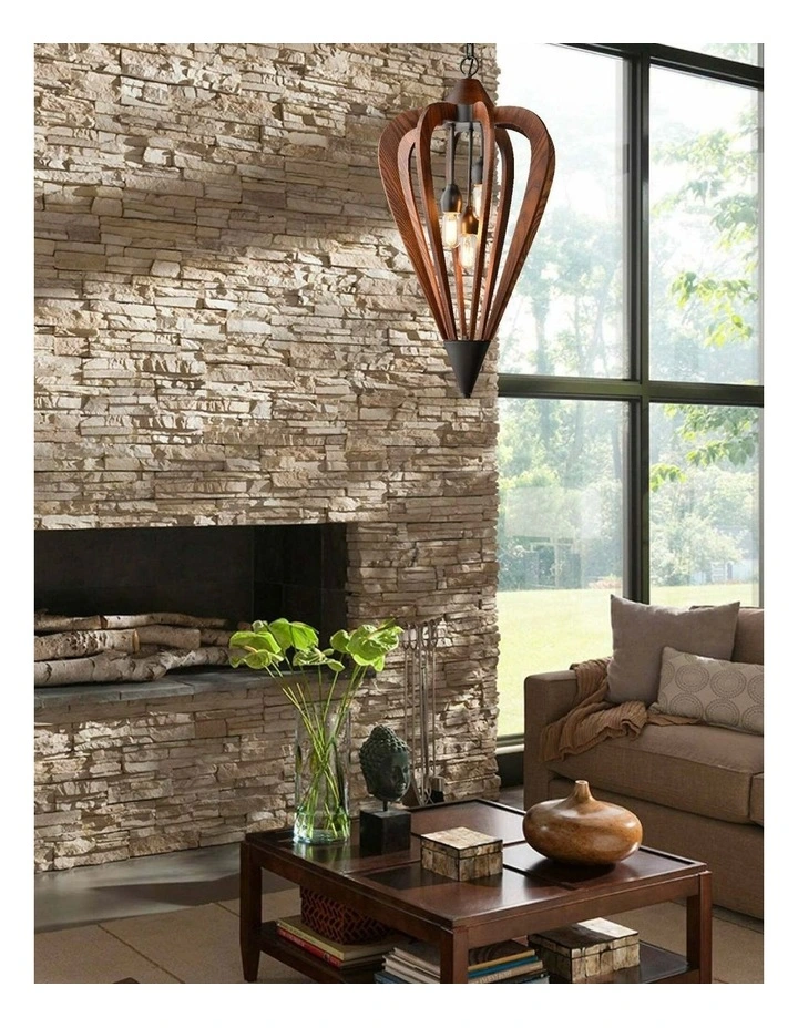 Senorita Rustic Medium Tuscan Coffee Cherry / Winter Moss Wood Pendant Lights image 2