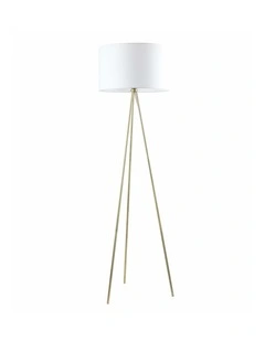 Jambes Drum Shade with Antique Brass Tripod Floor Lamps