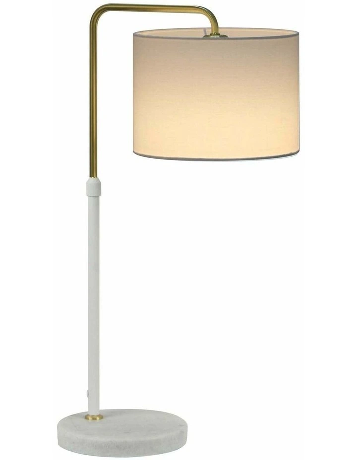 Arriba Drum Shade with Marble Base Height Adjustable Table Lamps image 2